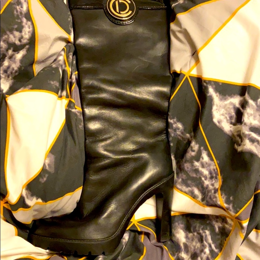 DIOR TALL LOGO LAMBSKIN LEATHER BOOTS 39.5US 8.5